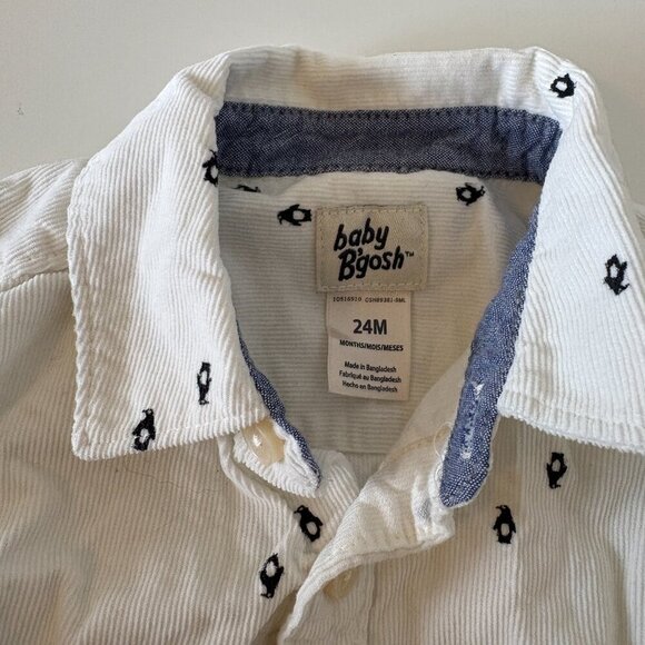 OshKosh B'gosh long sleeve button down shirt white penguins 24m toddler baby - Picture 4 of 7
